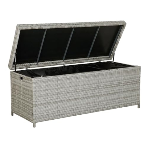 Beliani Praktische Auflagenbox Rattan grau Modena