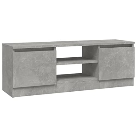 vidaXL TV Schrank mit Tür Lowboard TV Möbel Tisch Board Sideboard Fernsehschrank Fernsehtisch HiFi-Schrank Wohnzimmer Betongrau 102x30x36cm