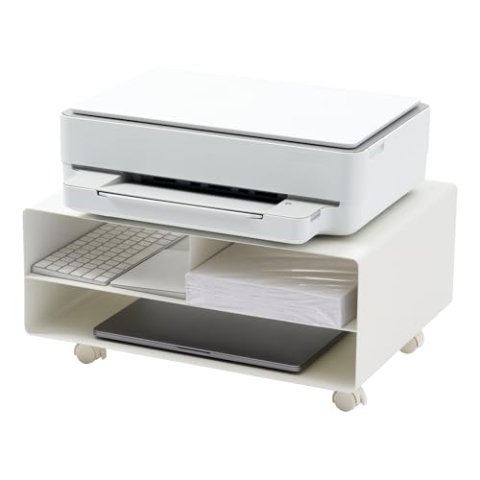 Yamazaki 4348 TOWER Druckerstation, weiß, Stahl, Minimalistisches Design, 48 x 37 x 19 cm (LxBxH), Weiss