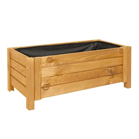 BOGATECO Pflanzkasten Pflanzkübel aus Holz | 80 x 38 cm | Eiche Braun | Blumen-Topf Perfekt für Garten, Terrasse & Balkon | Stabile und Robuste Konstruktion | Imprägniert | Mit Agro-Textil