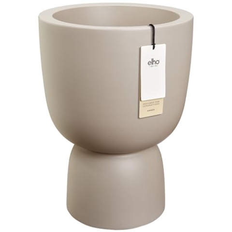 elho Amber Coupe Rund 41 - Blumentopf für Innen und Außen - 100% Recyceltem Plastik - Ø 41.3 x H 57.9 cm - Beige/Balanced Beige