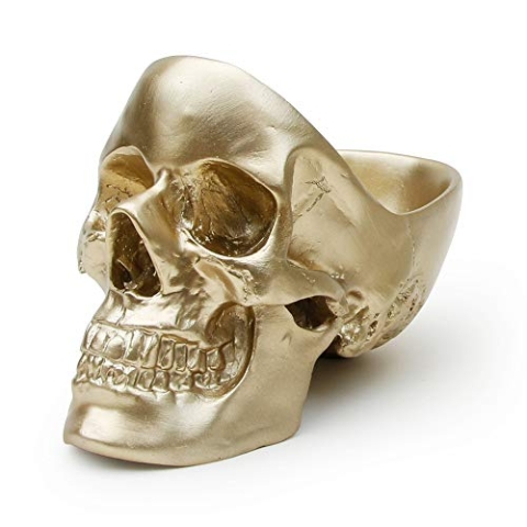 Suck UK Skull Tidy | Schale in Schädelform | Stiftehalter | Aufbewahrungsbehälter für Accessoires| Skelet Schmuckständern in Schädelform | Dekoration | für Kleingeld oder Kosmetika | Gold
