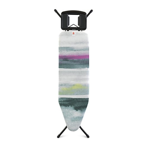 Brabantia - Bügelbrett B - für Dampfbügeleisen - Höhenverstellbar - für Links- und Rechtshänder - Solider Vierfußrahmen - Leicht versetzbar - Bügeleisen bis 15 cm - Morning Breeze - 124 x 38 cm