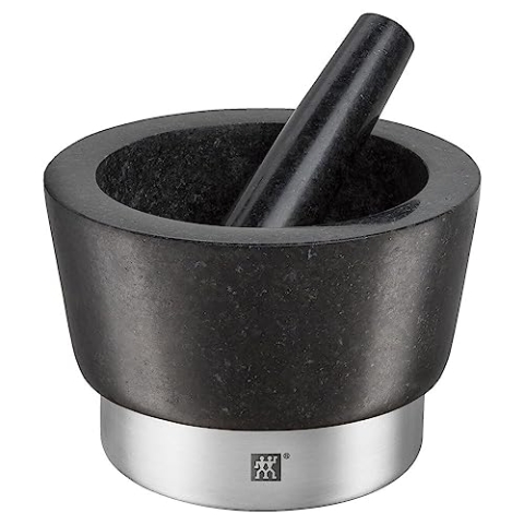 ZWILLING Spices Mörser mit Stößel, Höhe: 10 cm, Ø 11 cm, Granit, Schwarz