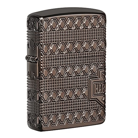 Zippo Unisex-Erwachsene Feuerzeug Harley-Davidson Collectible Pocket Taschenfeuerzeug, Armor Black Ice 2021 Sammlerstück, One Size