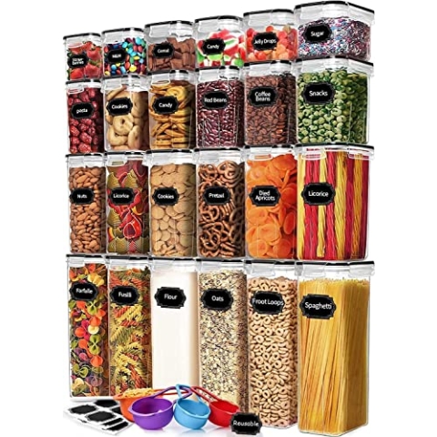 KAHEIGN 24Pcs Vorratsdosen Set Frischhaltedosen mit Deckel, 4 Größen Luftdichte BPA-frei Vorratsbehälter Kunststoff Durchsichtig Aufbewahrungsbox Küche, Müsli Vorratsdose mit Deckel für Mehl