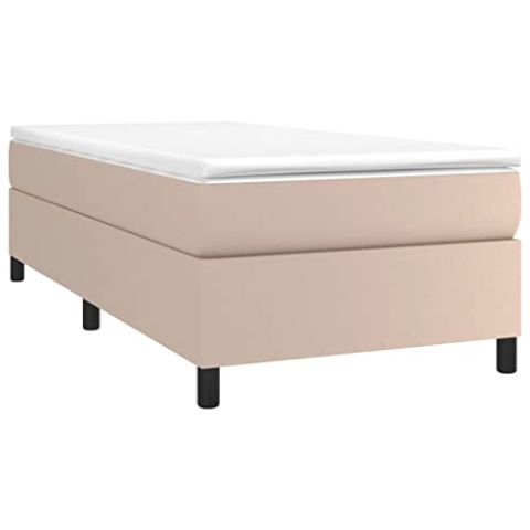 vidaXL Bettgestell, Polsterbett Bett für Schlafzimmer, Bettrahmen mit Lattenrost, Kunstlederbett Einzelbett, Cappuccino-Braun 90x200cm Kunstleder