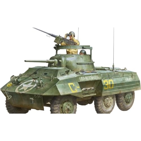 ANDYS Hobby Headquarters AHHQ-008 M8 Greyhound US Light Armored Car + Figur Maßstab 1:16 Modellbausatz Plastikmodellbau