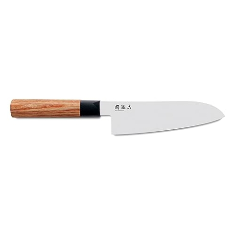 KAI Seki Magoroku Redwood Santoku Messer 17,0 cm Klingenlänge - 1K6 Edelstahl mit 57 (±1) HRC - hochglanzpolierte Klinge - Pakkaholz Red Wood - Handgefertigt in Japan