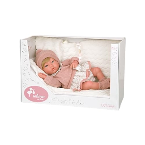 Bebe Reborn Abril 40 cm Manta ROSA