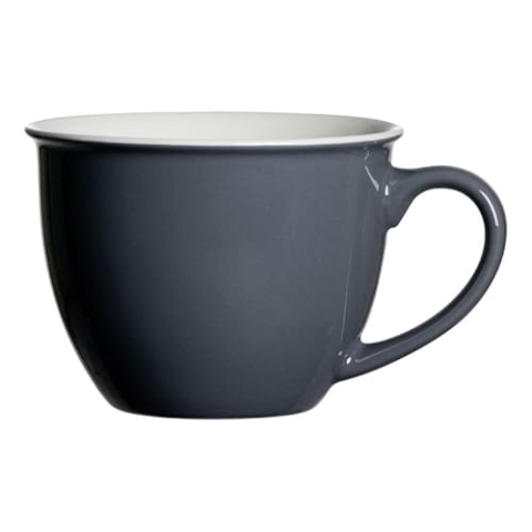 Ritzenhoff & Breker Doppio Jumbotasse, Jumbo Obere, Milchkaffee Obertasse, Ober Tasse, Geschirr, Porzellan, Anthrazit, 350 ml, 430240, 6 Stück