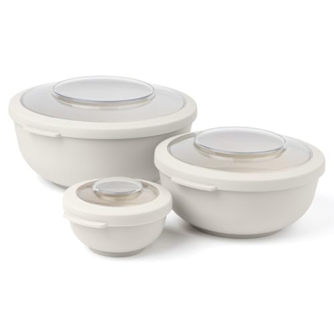 Amuse Tylla Schüssel Set 3 Stück 200ml, 1000ml, 2000ml I luftdichte Frischhaltedosen mit Deckel für Meal Prep & Snacks I BPA-freie Vorratsdosen für Kinder und Erwachsene I spülmaschinengeeignet I Oat