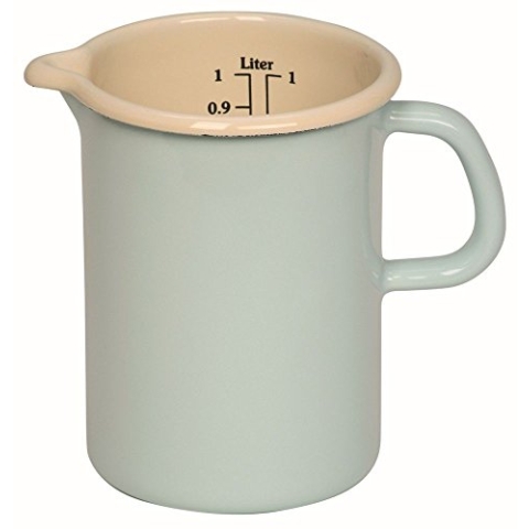 Riess, 0338-006, Küchenmaß 10, CLASSIC - BUNT/PASTELL, Farbe Türkis, Durchmesser 10 cm, Höhe 14.8 cm, Inhalt 1 Liter, Emaille, Messbecher