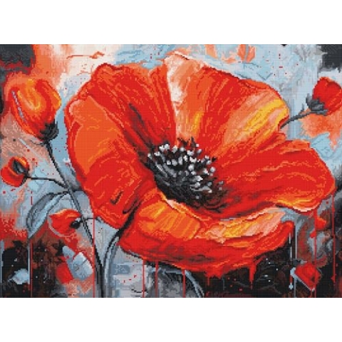 Luca-S Kreuzstich-Set Die Leidenschaft der Mohnblumen, B7045 Kreuzstich-Set für Erwachsene, Handarbeits- und Stickset