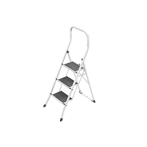 Hailo Safety, Stahl-Klapptritt, 3 Stufen, hoher Sicherheitshaltebügel, Klappsicherung, belastbar bis 150 kg, 4313-001