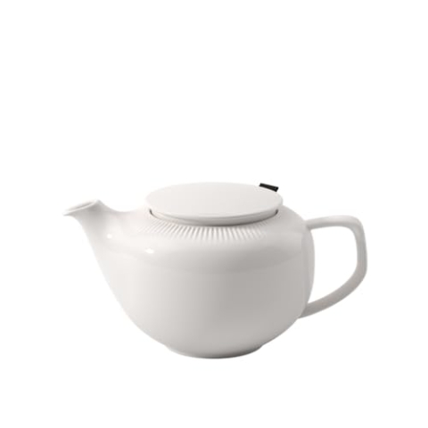 Villeroy & Boch – Afina Teekanne Inklusive Deckel und Filter, Kanne für Tee aus Premium Porzellan, Made in Germany, spülmaschinenfest und mikrowellensicher, weiß