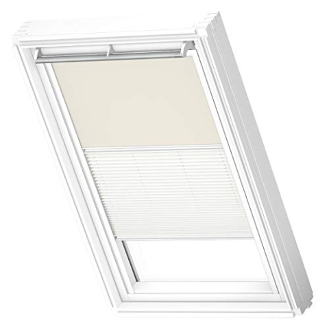 VELUX Original Dachfenster Duo Verdunkelungsrollo für MK06, Hellbeige, mit weißer Führungsschiene