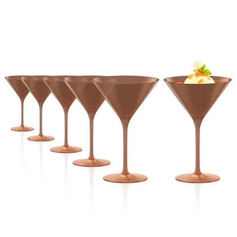 Stölzle Lausitz Elements Cocktailgläser Bronze 6er-Set 240 ml – Stilvolle Cocktail Gläser ideal für Martini & Manhattan – Bronzefarbene Martinigläser aus Kristallglas – Spülmaschinen- & stoßfest