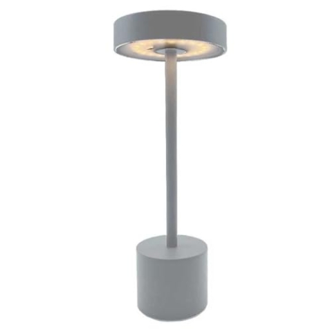 Roby Grey LED Tischleuchte, kabellos, Touch, Aluminium, Hellgrau, Höhe 30 cm