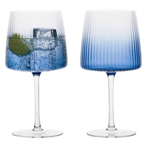 Anton Studio Designs – Set mit 2 Empire Blue Gin-Gläsern – Premium Blue Gin-Gläser