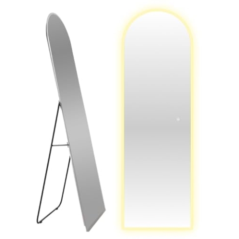 SensaHome Standspiegel oval – mit LED-Beleuchtung – Rahmenlos – Ganzkörperspiegel – Spiegel ohne Rahmen – dimmbar – 50 x 160 cm