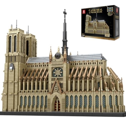 Reobrix Architektur Notre-Dame de Paris Bauset, Großmodell der Kathedrale Notre-Dame, Herausfordernde Sammleredition Berühmte Wahrzeichen Serie 66016 für Erwachsene 14+ (8868 Stücke)