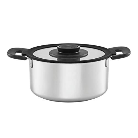 Fiskars Kasserolle mit Deckel, Füllmenge: 3,0 Liter, Für alle Kochfelder geeignet, Rostfreier Stahl/Kunststoff, Ø 22 cm, Functional Form, 1026577