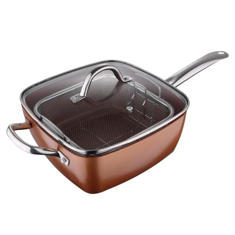 San Ignacio SG-6920 SQUARE PAN 24X24X9.5CM W/L PRESS ALU IND OPTIMUM COPPER SG Pfanne Quadratisch, Aluminium, 4.3 liters, Kupfer