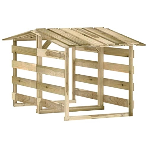 vidaXL 2X Kiefernholz Imprägniert Pergola mit Dach Unterstand Überdachung Kaminholzregal Brennholzregal Feuerholzregal Garten 100x90x100cm