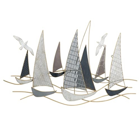Wandobjekt Wandbild Boote Segelboote Eisen B 109 cm H 69 cm