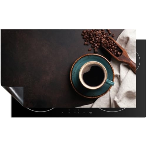 Induktionsschutz - Coffee Vintage - 83x52 cm - Kochfeldschutz - Kochfeldzubehör - Kaffee - Küche