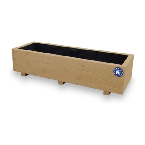 Alfalux Hochbeet Blumenkasten aus Holz Pflanzkübel Garten Balkon Terrasse Eiche 120KAN4030EI 120 x 40 x 30H cm