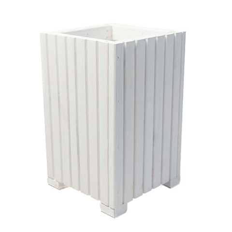 BOGATECO Blumenkasten aus Holz | Pflanzkasten | Blumentopf 40 x 25 x 25cm | Kräutertopf für zu Hause Garten Balkon Terrasse | Topf mit Kunststoffeinsatz | Imprägniert | Weiß