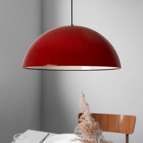 bamyum Lipeo Ø50 cm Industrielle Pendelleuchte Rot Metall Groß, Hängelampe Industriell Lampe Vintage Hängeleuchte, Retro Pendelleuchte Esstisch, Pendellampe, Esszimmerlampe, Küchenlampe
