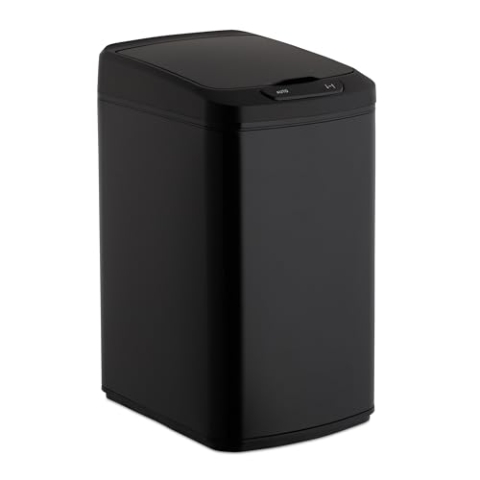 Relaxdays Sensor Mülleimer 12l, eckiger Abfalleimer mit Deckel & Inneneimer, Küche & Bad, Automatik Mülleimer, schwarz