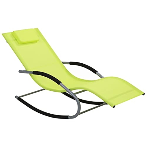 Beliani Gartenliege Schaukelliege Liegestuhl Sonnenliege Polyester Limettengrün Carano