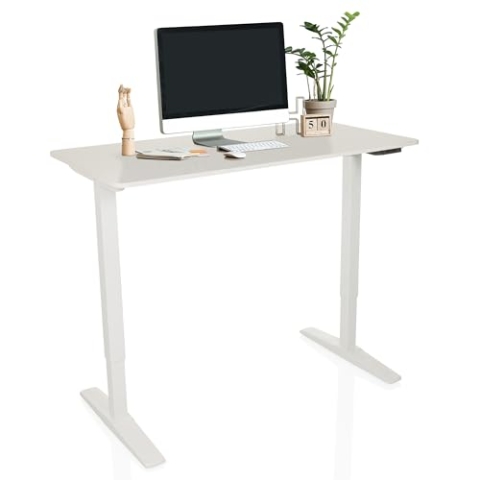 hjh OFFICE Schreibtisch höhenverstellbar, elektrisch 120x60 cm Stand Basic Stabiler Sitz-Steh-Schreibtisch, ergonomisch, Weiß