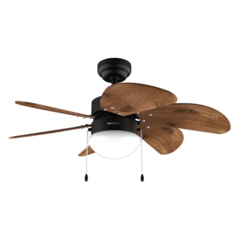 Cecotec EnergySilence Aero 365 Black&Wood Deckenventilator mit Licht 50W, Durchmesser 36" (92cm), 3 Geschwindigkeiten, 6 umschaltbare Flügel, Winter-Sommer-Modus, Einzelgebrauch, Kettenschalter
