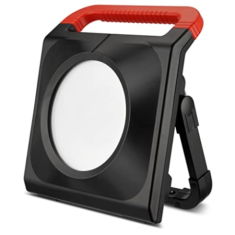 REV Arbeitsleuchte WORK – LED Baustrahler mit zwei Steckdosen, 80W, 7200lm, Zuleitung 300cm, IP54 – schwarz