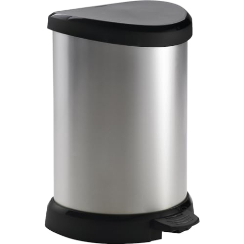 Curver Decobin Metal Abfallbehälter Deco 20L in schwarz/Silber metallic, Plastik, 30.3 x 26.8 x 44.8 cm