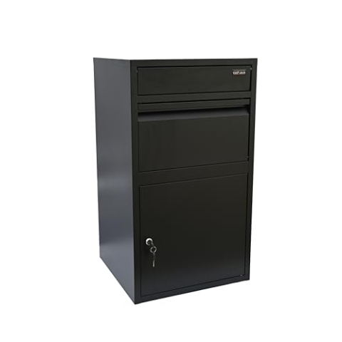 VEEHAUS Paketbriefkasten Schwarz Groß Briefkasten Verzinktes Blech Paketbox Draussen Groß XL Und Postbox Für Pakete Briefkasten Mit Paketfach (M-Tikelia, Ohne Ständer)