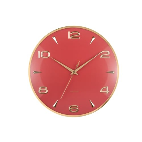 Karlsson Wanduhr Sienna Glow - Rot - 40.6x5x40.6cm - Rund - Eisen - Wanduhr Modern Wohnzimmer - Wanduhren