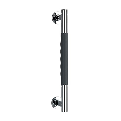 WENKO Edelstahl Wandhaltegriff Secura 40,5 cm - Bad-Sicherheitsgriff für Badewanne oder WC, Silikon, 40.5 x 5 x 9 cm, Anthrazit, Schwarz/Silber
