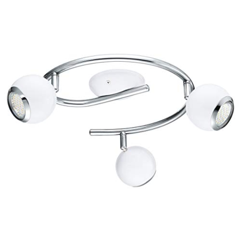 EGLO LED Deckenlampe Bimeda, 3 flammige Deckenleuchte, Deckenstrahler aus Metall in Weiß und Chrom, Wohnzimmerlampe, Spots inkl. GU10 Leuchtmittel, warmweiß