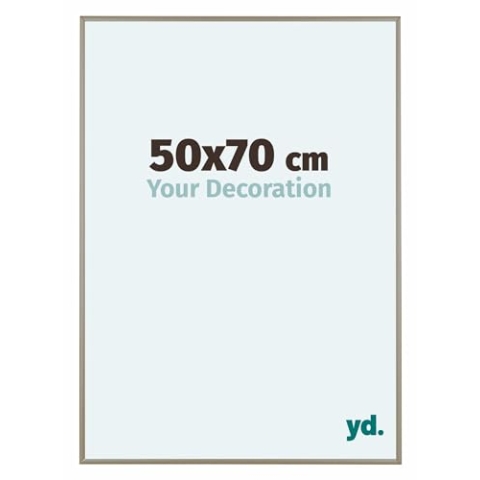 yd. Your Decoration - Bilderrahmen 50x70 cm - Champagner - Bilderrahmen aus Aluminium mit Acrylglas - Antireflex - 50x70 Rahmen - Austin