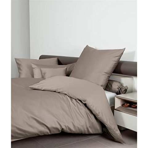 Janine Mako Satin Bettwäsche Uni Colors 155 x 220 cm Cappuccino