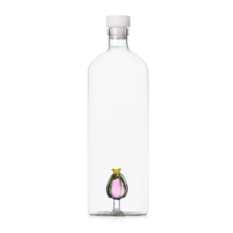 Ichendorf Milano Flasche, Kaktus Rosa Blume, Kollektion Desert Plants, 115 cl, Borosilikatglas, handgefertigt