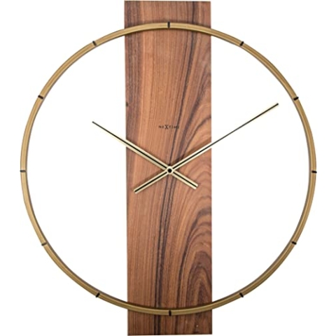 NeXtime Wanduhr "CARL", lautlos, aus Holz, Braun, 58,2 x 50,8 cm