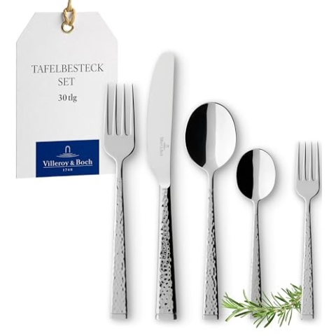 Villeroy & Boch – Blacksmith Besteckset 30 tlg. Silber/Platin, Spülmaschinenfest, Rostfrei, Besteck Set 30 teilig, Essbesteck, Gabel, Messer, Löffel, Essbesteck Set, Edelstahl