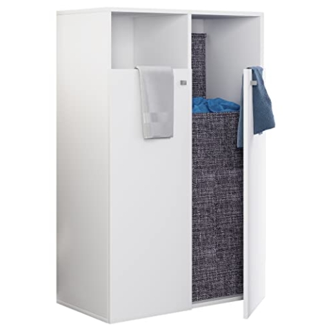 VCM Holz Wäscheschrank | Wäschetruhe | Wäschekorb | Maße ca. H. 110 x B. 80 x T. 39 cm - Dreso XL 2f Weiß